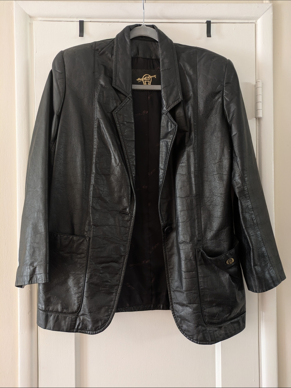 Vintage Etienne Aigner Black Leather Blazer
